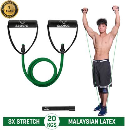SLOVIC Gym Latex Tube With Foam Handles & Door Anchors For Stretching Excersise(20KGS) Resistance Tube