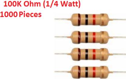 Technical hut 1000 Pieces 100K ohm Resistor - 1/4 Watt Fixed Resistor