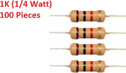 Technical hut 100 Pieces 1K ohm Resistor - 1/4 Watt Fixed Resistor