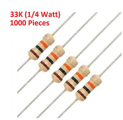 Technical hut 1000 Pieces 33K ohm Resistor - 1/4 Watt Fixed Resistor