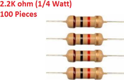 Technical hut 100 Pieces 2.2K ohm Resistor - 1/4 Watt Fixed Resistor