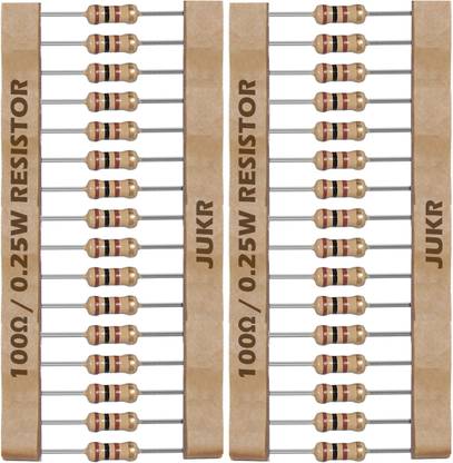 JUKR 100 OHM Carbon Film Resistors For Electronics Engineering Students, Professionals DIV Resistor Kit (Quantity 100 Nos) Fixed Resistor