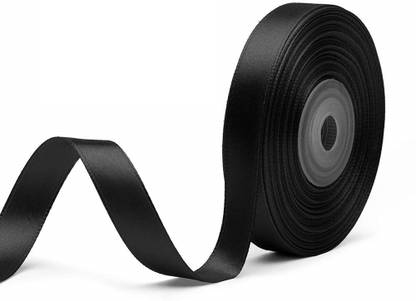 Uniqon (1.2cm X 18 Mtr) Black Satin Ribbon for Party Decoration Craft & Gift Wrapping Black Satin Ribbon
