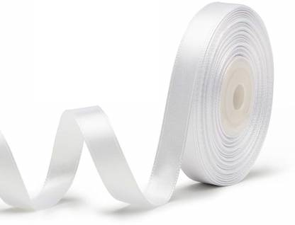BIGWHEEL (1.2cm X 18 Mtr) White Satin Ribbon for Party Decoration Craft & Gift Wrapping White Satin Ribbon