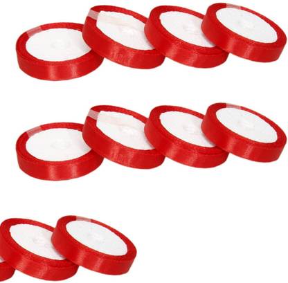Kuber Selection Set of 10 Pcs Satin Red Ribbon 1/2 Inch 10mtr Each Red Red Satin Ribbon