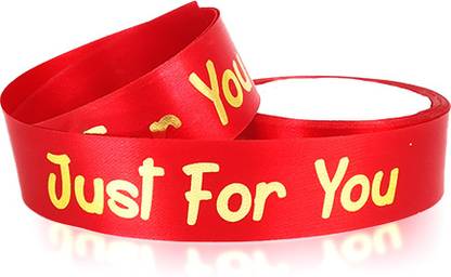Airtick Pack of 1 (2.5cm X 10 Meter) "Just for You" Printed Red Satin Decoration Ribbon Red Satin Ribbon