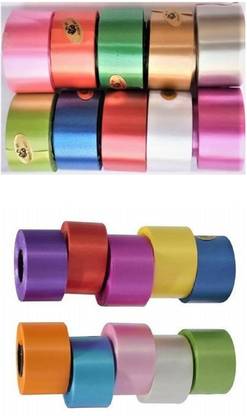 Kuber Selection Pack of 20 Pcs 1 Inch Multicolour Plastic Curling Ribbon 1 Inch 10 Mtr Each Multicolor PP (Polypropylene) Ribbon