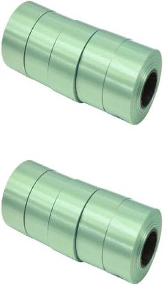 Kuber Selection 10 Pcs Green 1 Inch Premium Plastic Ribbon 10Mtr Each Green PP (Polypropylene) Ribbon