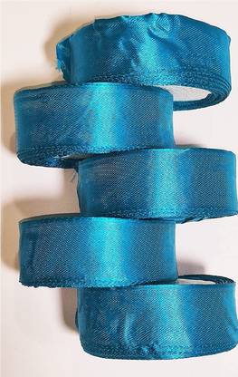Kuber Selection Pack of 5 Pcs Light Blue Satin Ribbon For Crafts Party 1 Inch 10 mtr Each Blue Satin Ribbon