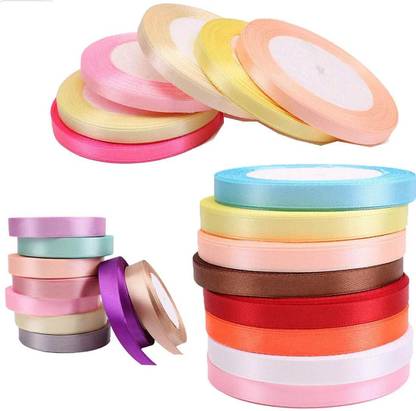 DIY Craft 25 Yards, Random Mixed Colour, Grosgrain Satin Ribbons for Decoration6mm-40mm Multicolor Satin Ribbon