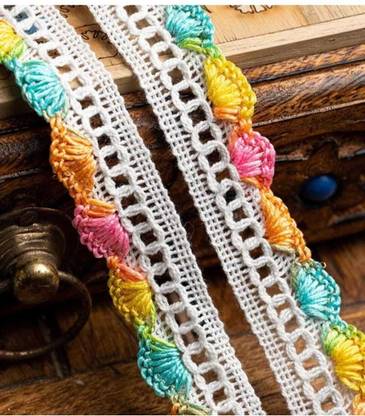 SHIVCHKRA 18 MTR WHITE MULTTI PANKHO Multicolor Paper Ribbon
