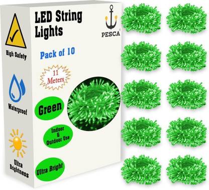PESCA 40 LEDs 11 m Green Steady String Rice Lights