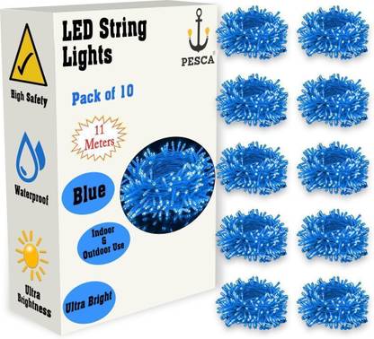 PESCA 40 LEDs 11 m Blue Steady String Rice Lights
