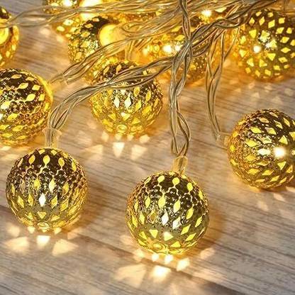 Refulgix 16 LEDs 3 m Gold Steady Ball Rice Lights