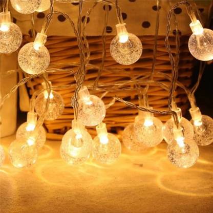 Pritam Lights 16 LEDs 8 m Yellow Steady Ball Rice Lights