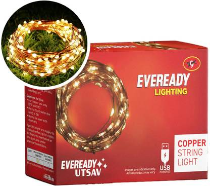 EVEREADY 100 LEDs 10 m Yellow Steady String Rice Lights