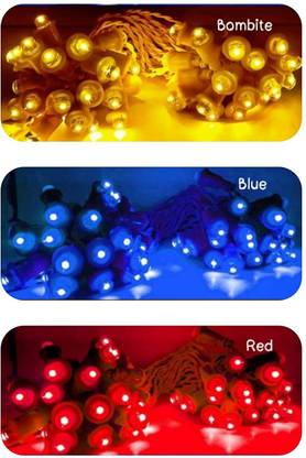 Rice Lights 49 LEDs 9 m Blue, Red, Yellow Steady Bulb Rice Lights