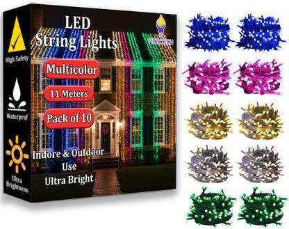 FIZZYTECH 40 LEDs 11 m Multicolor Steady String Rice Lights