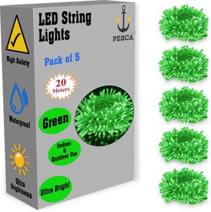 PESCA 60 LEDs 19.99 m Green Steady String Rice Lights