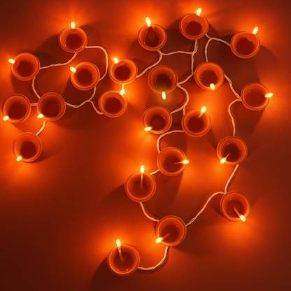 Refulgix 18 LEDs 3 m Yellow Steady Diya Rice Lights