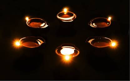 Sensi Led Diyas E-Diya, Warm Orange Ambient Lights, Battery Operated for Home Décor Plastic (Pack of 6) Table Diya Set