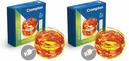 Crompton 100 LEDs 10 m Yellow Steady String Rice Lights