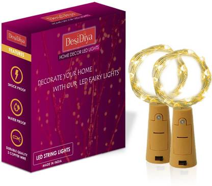 Desidiya 20 LEDs 1.98 m Yellow Steady Bottle Rice Lights
