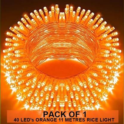 Dreamica 40 LEDs 11 m Orange Steady String Rice Lights  (Pack of 1)