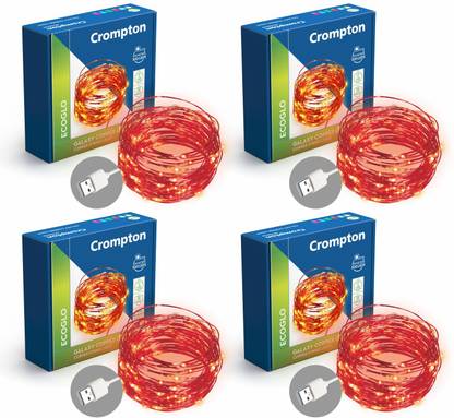 Crompton 100 LEDs 10 m Red Steady String Rice Lights