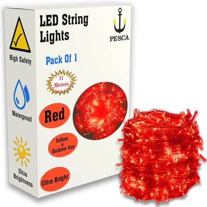PESCA 40 LEDs 11 m Red Steady String Rice Lights