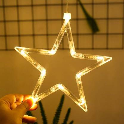 Dankhra 12 Stars LED Diwali Lights Curtain String Lights Window Curtain Led Lights for Decoration with 8 Flashing for Christmas, Wedding, Party, Home, Patio Lawn ( Warm White) LED Garland Pack of 1