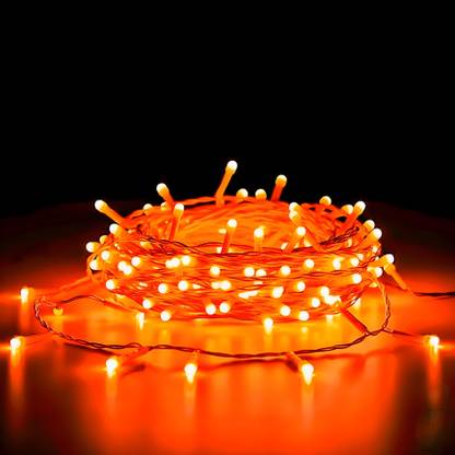 Telca 26 LEDs 11.69 m Orange Steady Bulb Rice Lights  (Pack of 1)