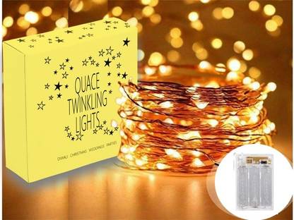 QUACE 30 LEDs 3 m Yellow Steady Water Drop Rice Lights