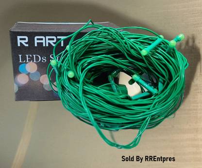 R Art 40 LEDs 11 m Green Steady String Rice Lights  (Pack of 1)