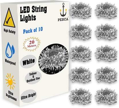 PESCA 60 LEDs 19.99 m White Steady String Rice Lights