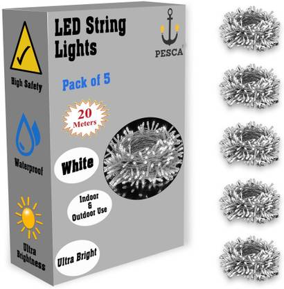 PESCA 60 LEDs 19.99 m White Steady String Rice Lights