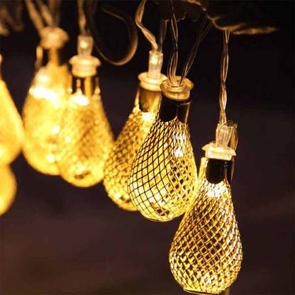 String light 10 LEDs 2 m Yellow Steady Bulb Rice Lights