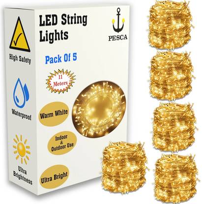 PESCA 40 LEDs 11 m Yellow Steady String Rice Lights