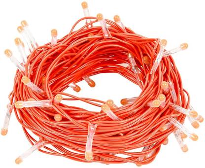 Lexton 75 LEDs 12.5 m Orange Steady Bulb Rice Lights