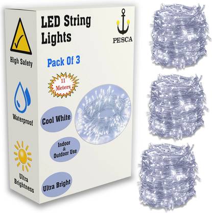 PESCA 40 LEDs 11 m White Steady String Rice Lights