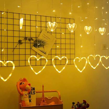 QUACE 138 LEDs 2.49 m Yellow Steady, Flickering Heart Rice Lights