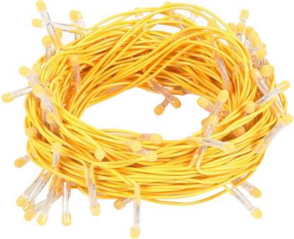 Lexton 75 LEDs 12.5 m Yellow Steady Bulb Rice Lights