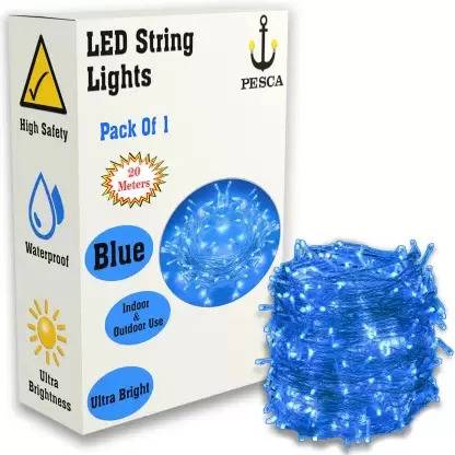 PESCA 60 LEDs 20 m Blue Steady String Rice Lights