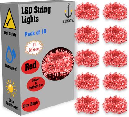 PESCA 40 LEDs 11 m Red Steady String Rice Lights