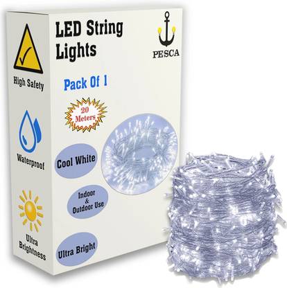 PESCA 60 LEDs 19.99 m White Steady String Rice Lights