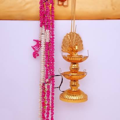 Nabhya 10 Deep Hanging 2 Layer Electric Diya Deepak Light Pooja Diya Rice LED Light Plastic Hanging Diya Set