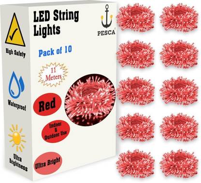 PESCA 40 LEDs 11 m Red Steady String Rice Lights