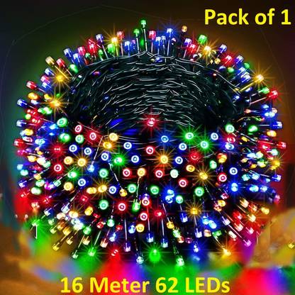 xenith 62 LEDs 16 m Multicolor Color Changing, Flickering, Steady String Rice Lights