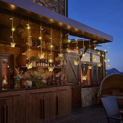 AtneP 96 LEDs 4 m Yellow Flickering Butterfly Rice Lights