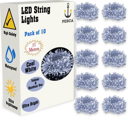 PESCA 40 LEDs 11 m White Steady String Rice Lights